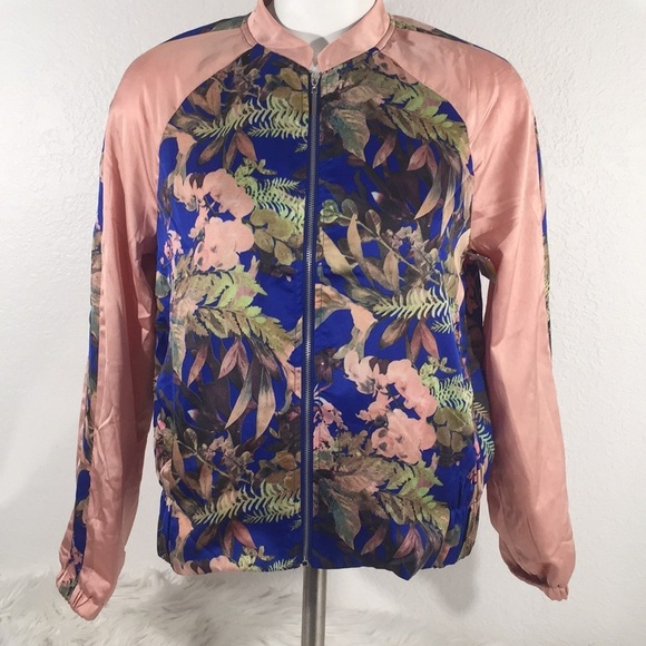 I Joah Jackets & Blazers - Satin Floral Bomber Jacket Brand: i joah